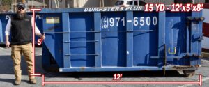 15 Cubic Yard Dumpster – 12′ Long x 5′ High x 8′ Wide