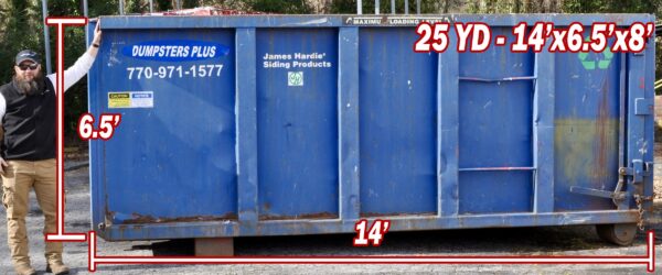 25 Cubic Yard Dumpster – 14′ Long x 6.5′ High x 8′ Wide